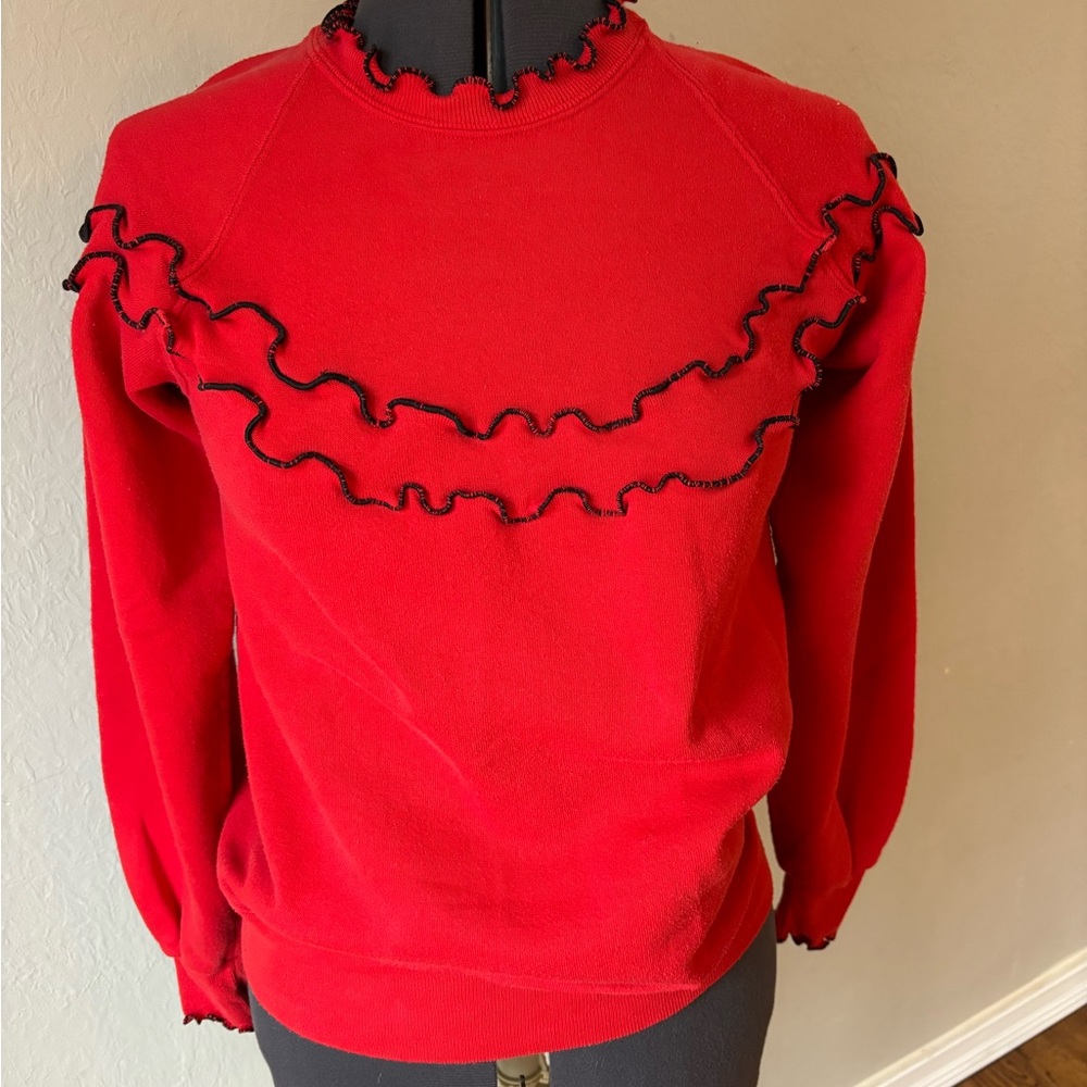 Vintage 80s Blank Jerzees Double Ruffle Sweatshirt
